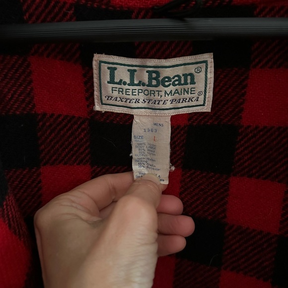 L.L. Bean Baxter State Parka Jacket Vintage Buffalo Plaid Wool Lining Men’s L - Picture 7 of 9